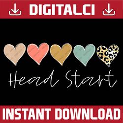 leopard hearts teacher student, head start back to school png file sublimation
