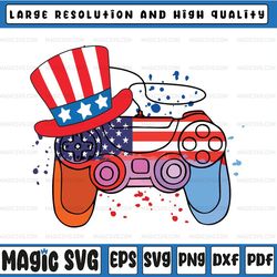 video game 4th of july svg, american flag kids svg, game controller svg, independence svg png cricut cut file