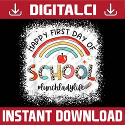 happy first day of school lunch lady life leopard rainbow png file sublimation