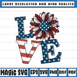 love 4th of july sublimation design, american independence day png, usa flag sunflower png 4th of july png memorial day