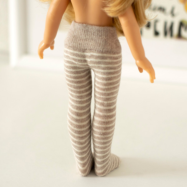 Paola Reina doll in beige striped handmade tights