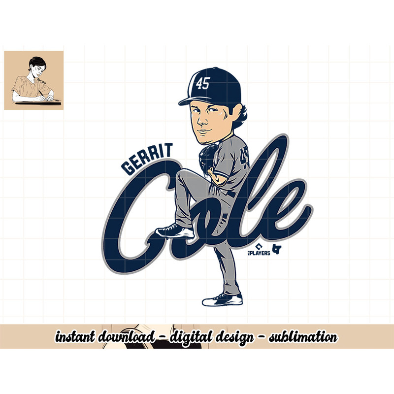 Gerrit Cole Caricature - New York Baseball png, sublimation.jpg