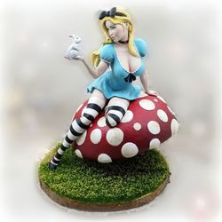 Alice In Wonderland 3D printed hand painted custom figure, Alice In Wonderland figure handpaint high detail, Alice 3d