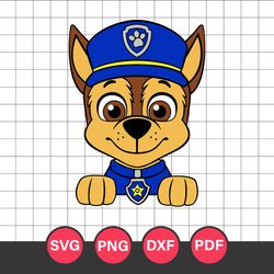 Chase Head Svg, Chase Dog Svg, Paw Patrol Characters Svg, Cartoon Svg, Png Dxf Eps Digital File