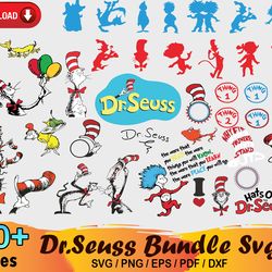 50 dr seuss bundle svg, dr seuss svg, dr seuss hat svg