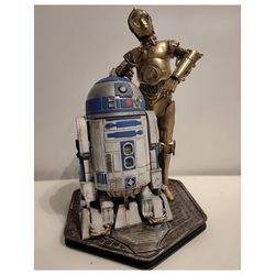 R2D2 C-3PO 3D printed hand painted custom figure, R2D2 C-3PO figure handpaint high detail, for Star Wars fans