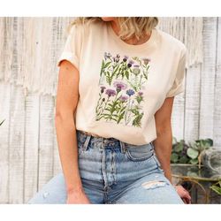 wildflower shirt gift for nature lovers, floral shirt, botanical tshirt, plant mom apparel, gardening clothing, nature t