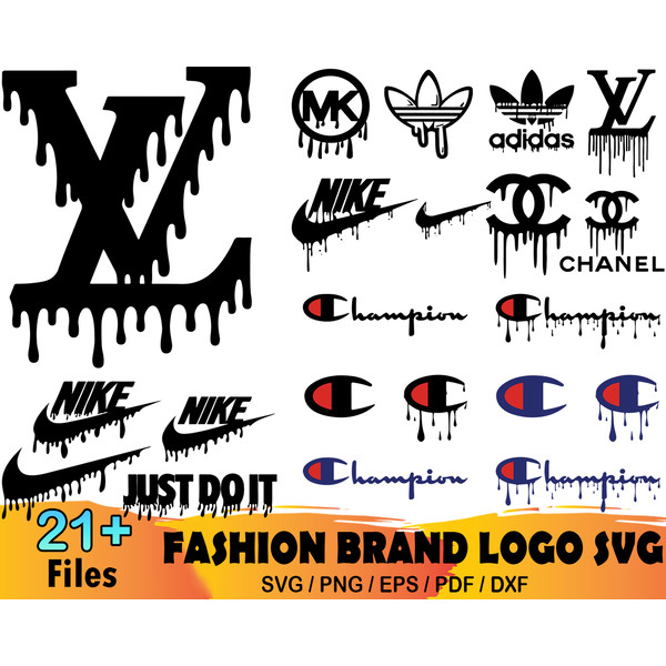 21 Fashion Brand Dripping Logo Bundle Svg, Louis Vuitton Svg - Inspire  Uplift