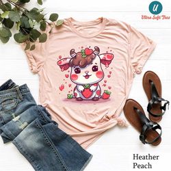 strawberry cow shirt, cute cow shirt, kawaii fruit t-shirt,strawberry milk shirt,strawberry print tee,strawberry market