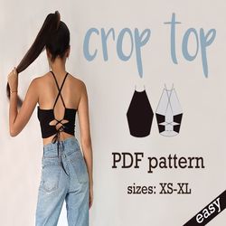 Girls Crop Top Sewing Pattern - Custom Crop Top - Halter Dress Pattern - Halter Top Sewing Pattern - Beginner Sewing