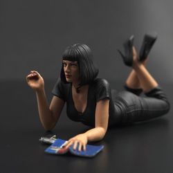 Mia Wallace Pulp Fiction 3D printed hand painted custom figure, Mia Wallace Pulp Fiction figure handpaint high detail