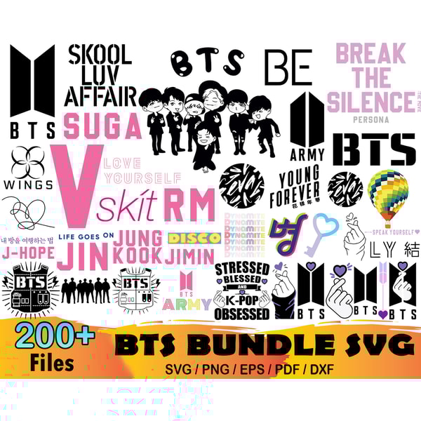200 Bts Bundle Svg, Bts Svg, Kpop Svg, Bts Vector, Bts Clipa - Inspire ...