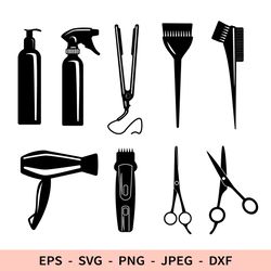 Barber Logo SVG Barber shop svg Hair Stylist Tool Cut file Haircut Salon Dxf Hairdresser Silhouette Hairbrush Scissors