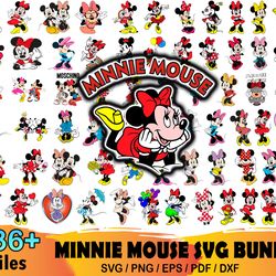 736 minnie mouse svg bundle, disney svg, bow dots pink, disney files, duck daisy, minnie birthday, minnie bows