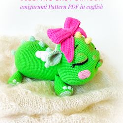 Sleeping dragon Betty amigurumi crochet pattern pdf in english. Cute sleeping dragon baby toy amigurumi tutorial pdf DIY