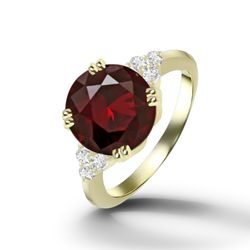 Garnet Ring - January Birthstone - Statement Ring - Gold Ring - Engagement Ring - Round Ring - Cocktail Ring