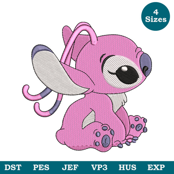 Stitch Machine Embroidery Design File 4 Sizes, Cute Girl  Baby Cartoon monster Embroidery Pes, Dst, Jef Instant Download Image 1.jpg