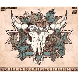 western cow skull png, western sublimation, wild soul download png, cow skull design png, boho png, hippies png