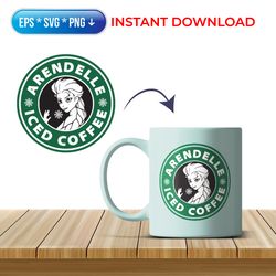 disney frozen inspired arendelle ice coffee mug template, starbucks svg files for cricut