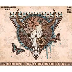 cow skull design png, western cow skull png, western sublimation, wild soul design png, boho png, western hippies png