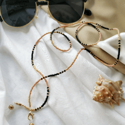 beige sunglasses chain and face mask chain, glasses holder, beaded glasses chain, gift for mom, sunglasses strap.
