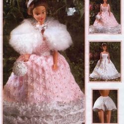 Doll's Dress for 29 cm (11.5 inch) Fashion doll Barbie Knitting Pattern, Princess Aurora, vintage patterns Digital PDF