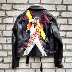 Freddie Mercury Queen Painted denim jacket Leather Jacket Denim jacket abstract jacket jacket patch  jeans paint