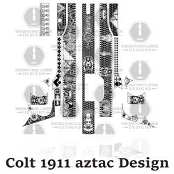 engraving laser designs colt 1911 aztac design
