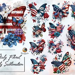 4th of july floral butterfly