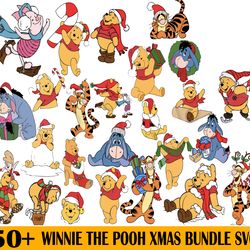 winnie the pooh  bundle, merry christmas svg, silhouette svg fies