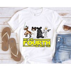 Mickey Mouse & Friends Custom Star Wars Characters May the Fourth Be With You Retro Shirt, Galaxys Edge Unisex T-shirt F