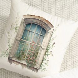 floral window watercolor clipart