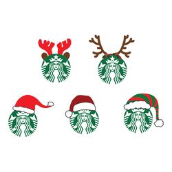 starbucks christmas bundle svg, silhouette svg fies