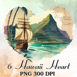 vintage hawaii heart watercolor