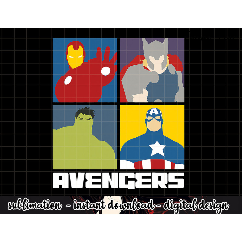 Marvel Avengers Assemble IronMan Hulk Thor Cap 4 Box png, sublimation  .jpg