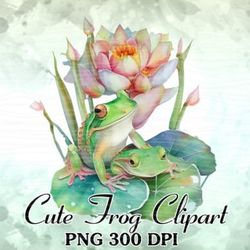cute frog watercolor clipart