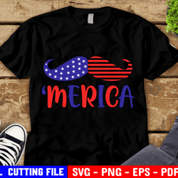 4th of july svg, merica svg, america svg, moustache svg, patriotic shirt svg, usa flag svg file for cricut & silhouette