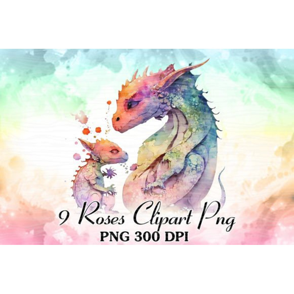 Mom-And-Baby-Dragon-Watercolor-Clipart-Graphics-59973383-2-580x387.jpg