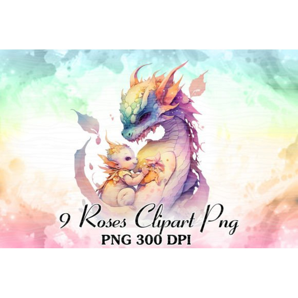 Mom-And-Baby-Dragon-Watercolor-Clipart-Graphics-59973383-4-580x387.jpg