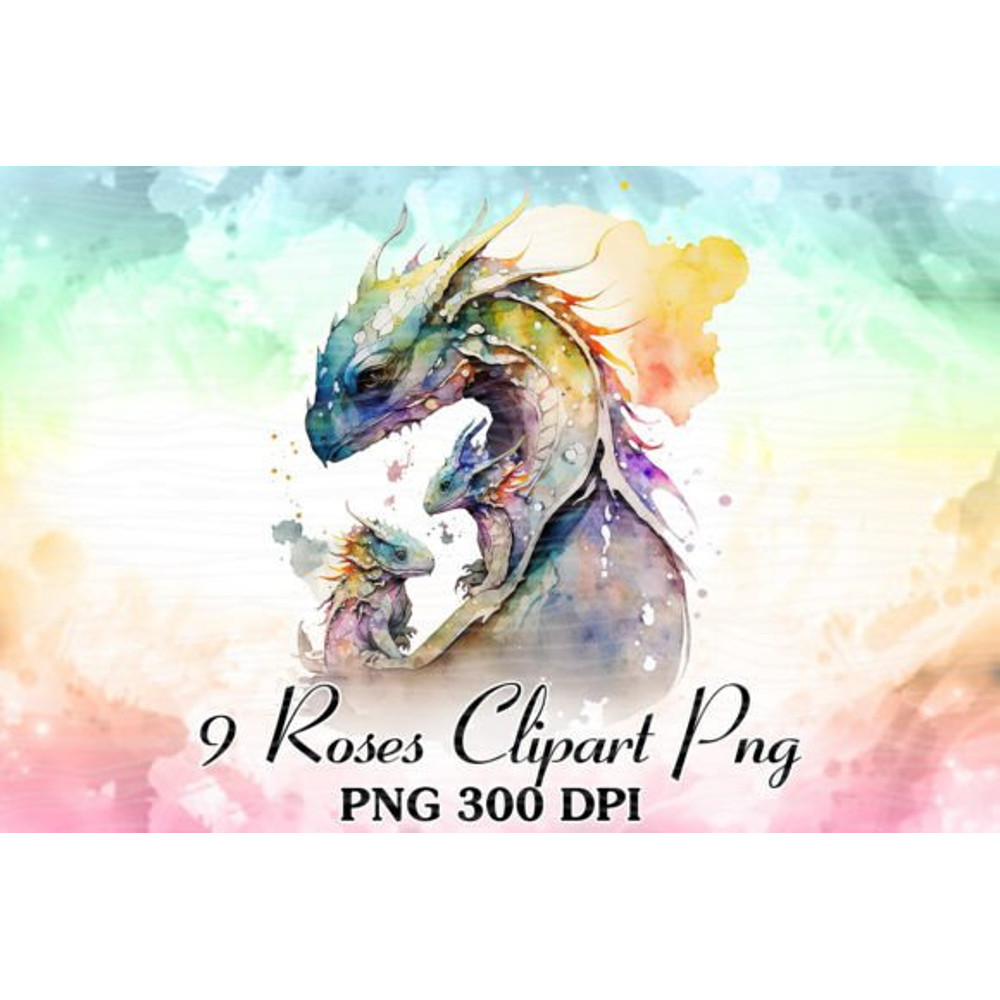 Mom-And-Baby-Dragon-Watercolor-Clipart-Graphics-59973383-5-580x387.jpg