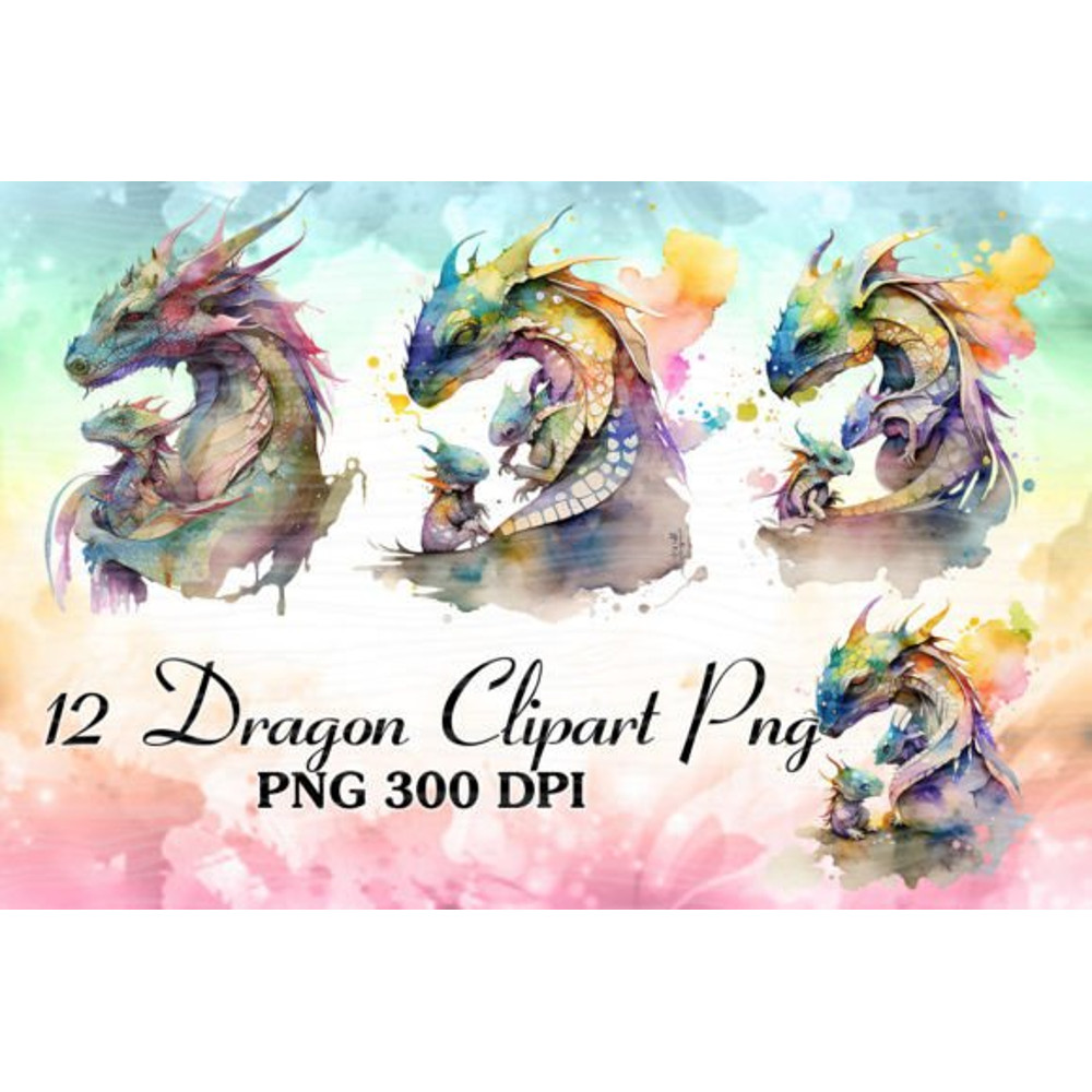 Mom-And-Baby-Dragon-Watercolor-Clipart-Graphics-59973110-2-580x387.jpg