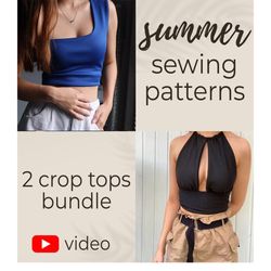 Girls Crop Top Sewing Pattern - Custom Crop Top - Halter Top Sewing Pattern - Beginner Sewing Pattern - Xs-xl