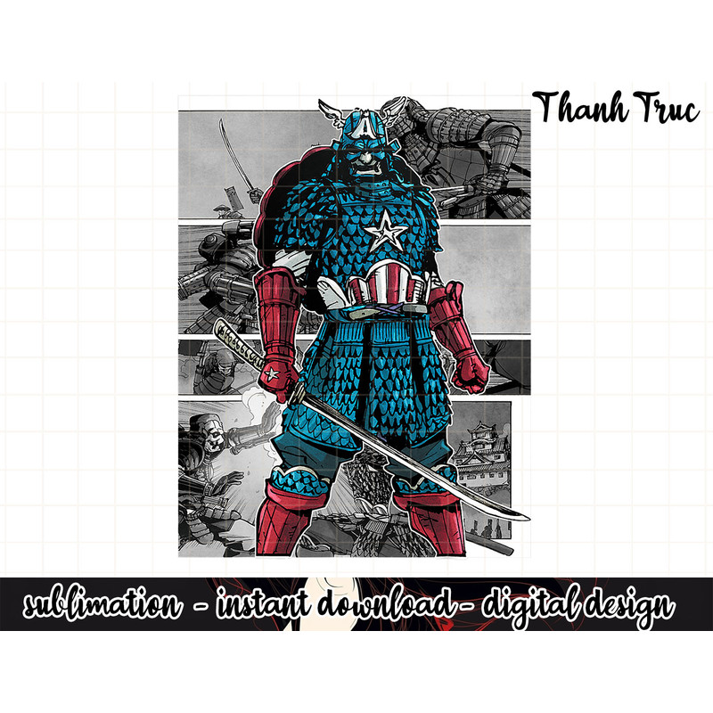 Marvel Captain America Samurai Comic Scenes Graphic png, sublimation .jpg