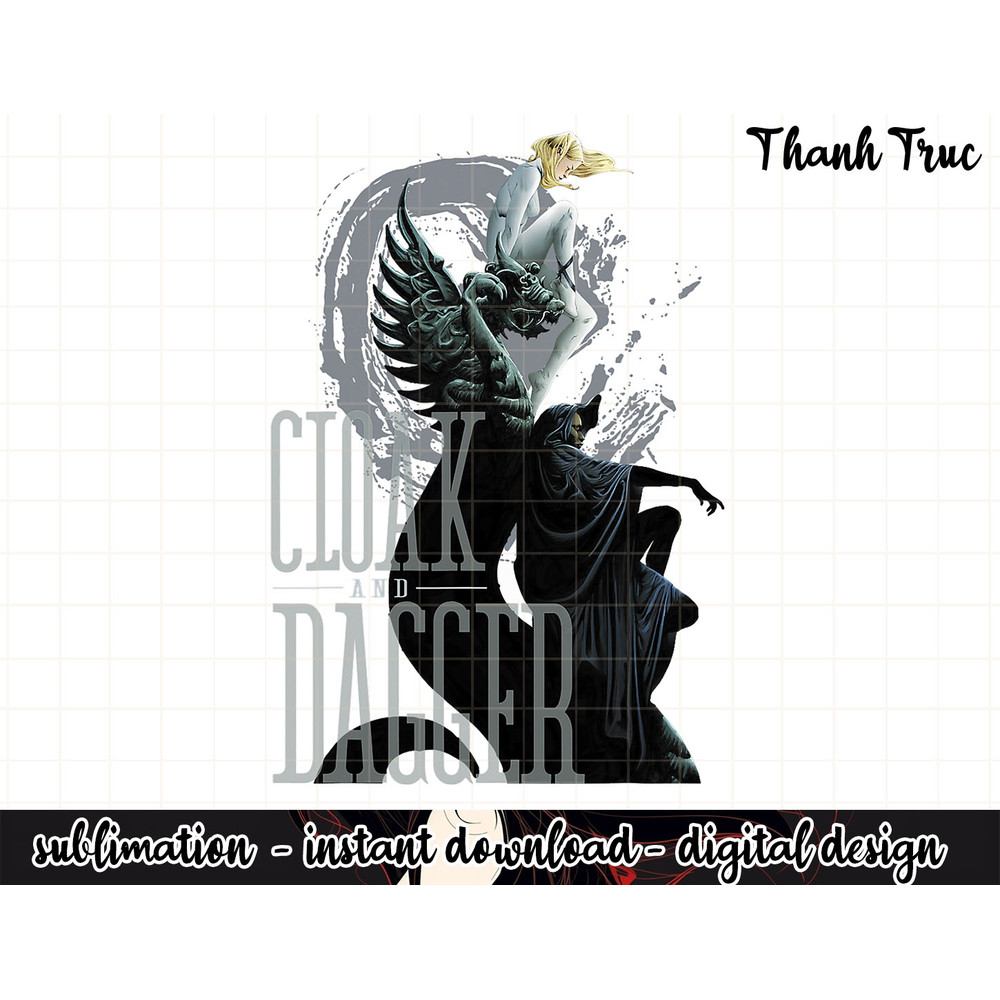 Marvel Cloak & Dagger Dragon Statue Graphic png, sublimation .jpg