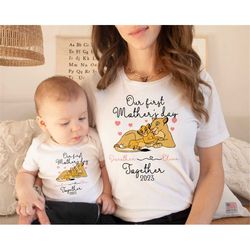 Personalized Our First Mothers Day Together Shirt, Lion King Mom and Baby Matching T-shirts, Animal Kingdom Sweatshirt,