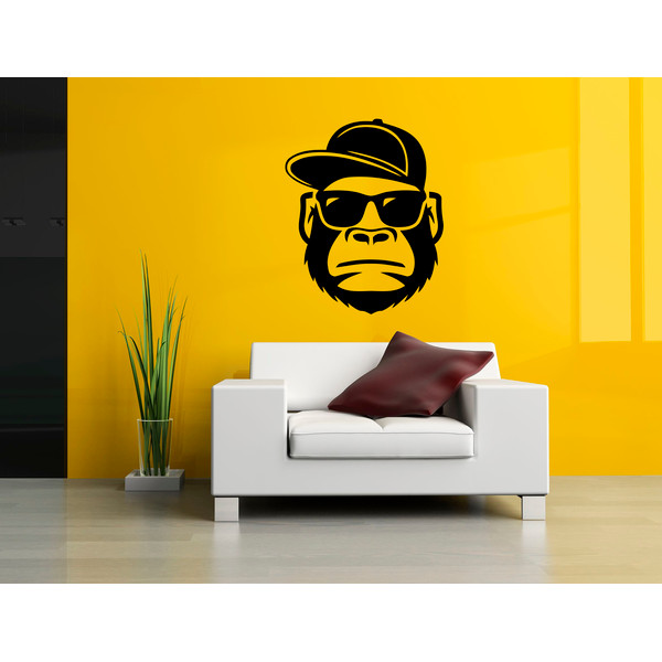 The Head Of A Gorilla With Glasses Wall Sticker Vinyl Decal Mural Art Decor