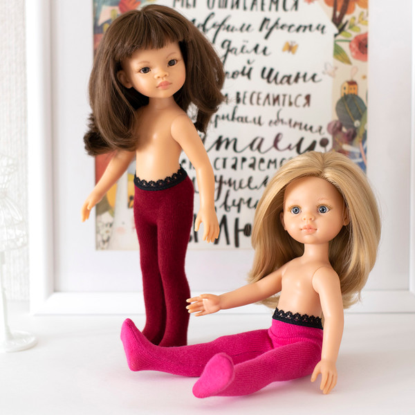 13-inch Paola Reina dolls in red and pink tights