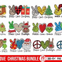 20 files peace love christmas png bundle, christmas png