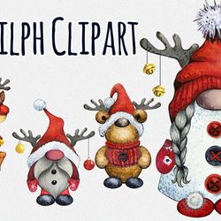 4 designs rudolph deer gnome png bundle, reindeer png