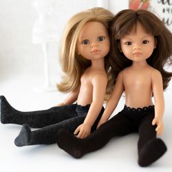 Brown, gray and black tights for 13 inch dolls Paola Reina, Siblies Ruby Red, Little Darling, Minouche, doll stockings